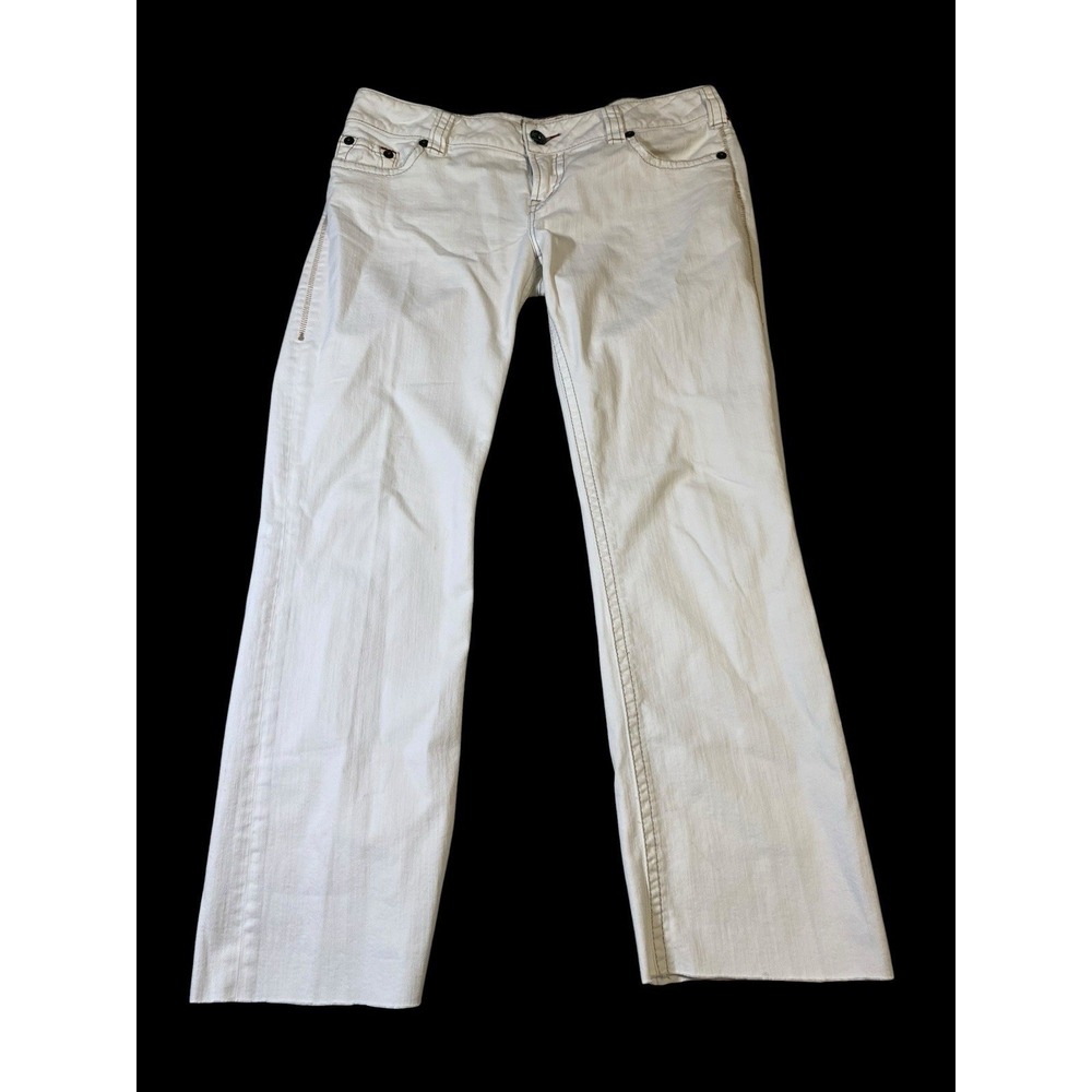 1921 Handcrafted Denim White Flare Jeans Western Glove Works Heavy Stitch 31x28